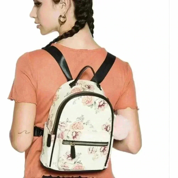 Like Dreams Vegan Rose Print Backpack Purse - Picture 1 of 9